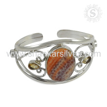Customized multi gemstone silver bangle 925 sterling silver jewelry handmade jewelry wholesaler